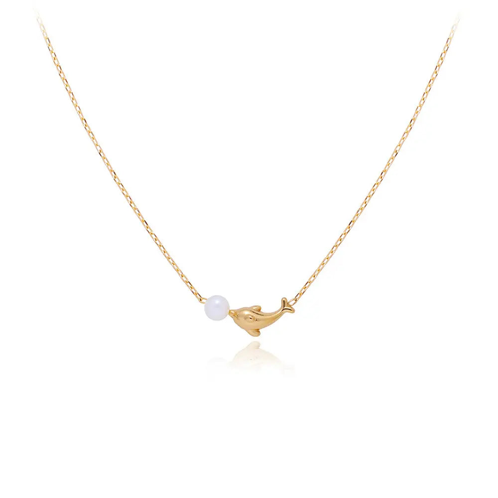 Pearl Dolphin Dance Pendant Chain