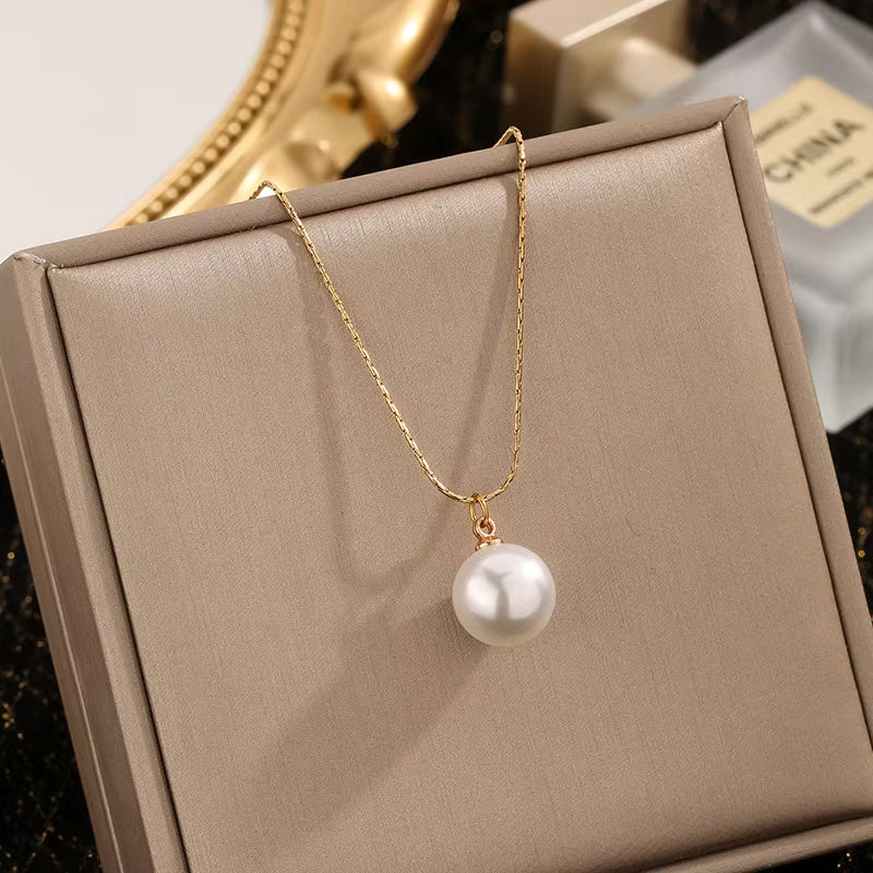Luminous Grace Pearl Drop Pendant Chain