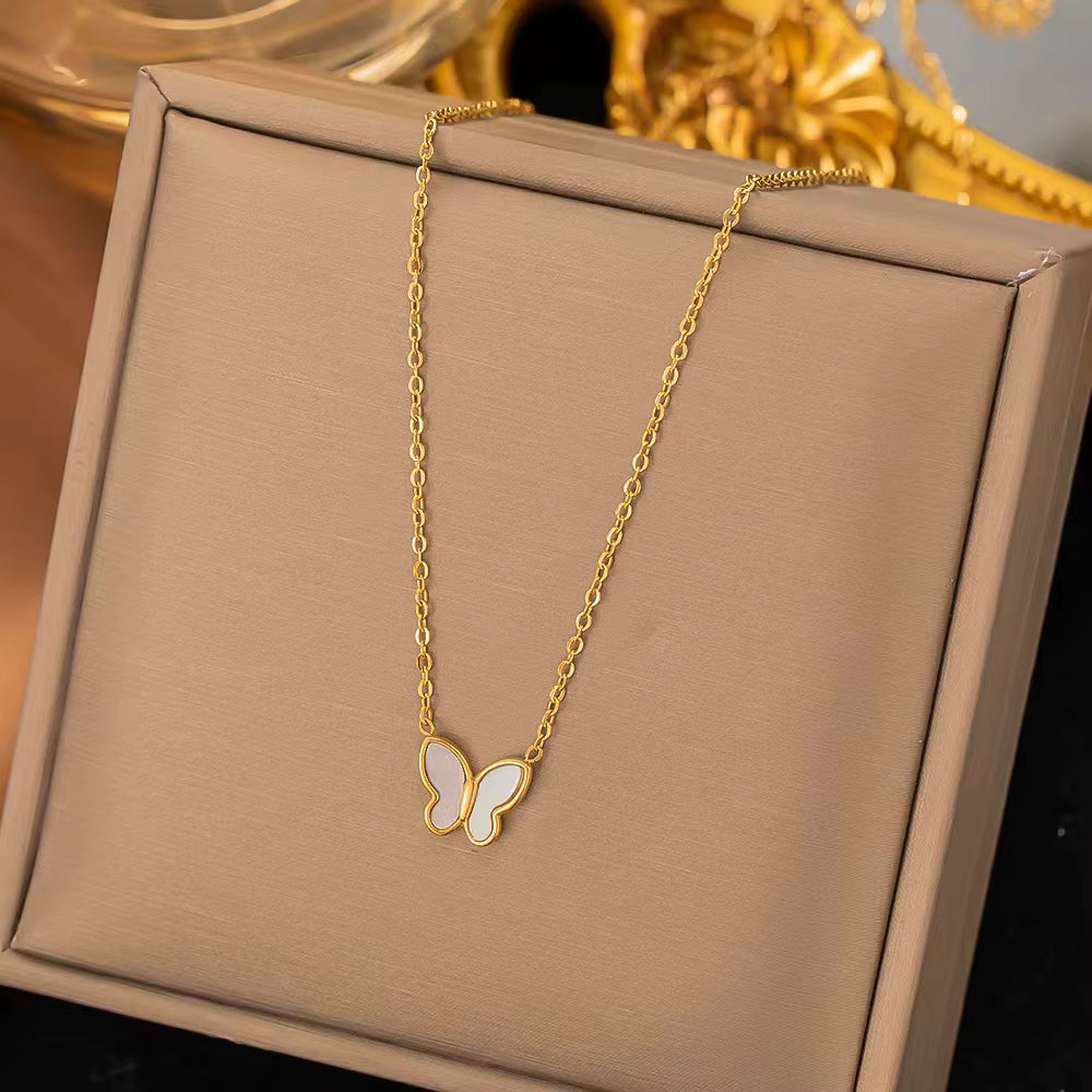 Shell Butterfly Pendant Chain