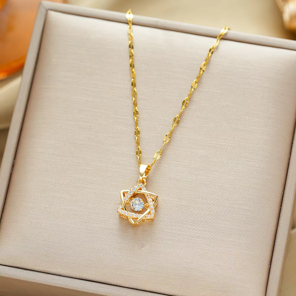 Celestial Glow Gold Star Pendant Chain