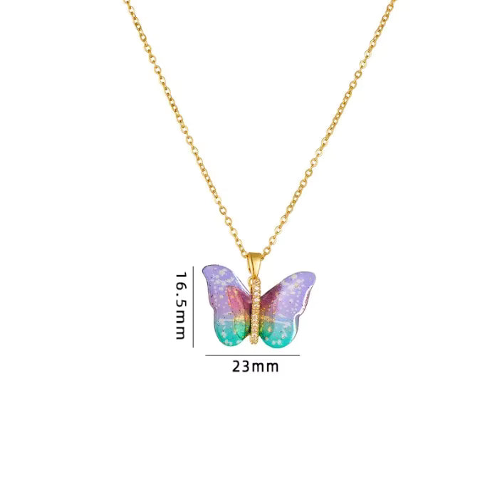Purple & Blue Butterfly Pendant Chain