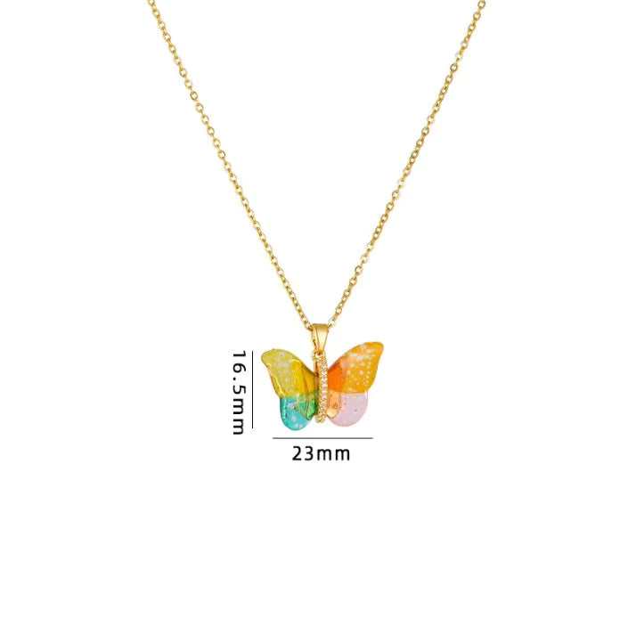 Multicolor Butterfly Pendant Chain