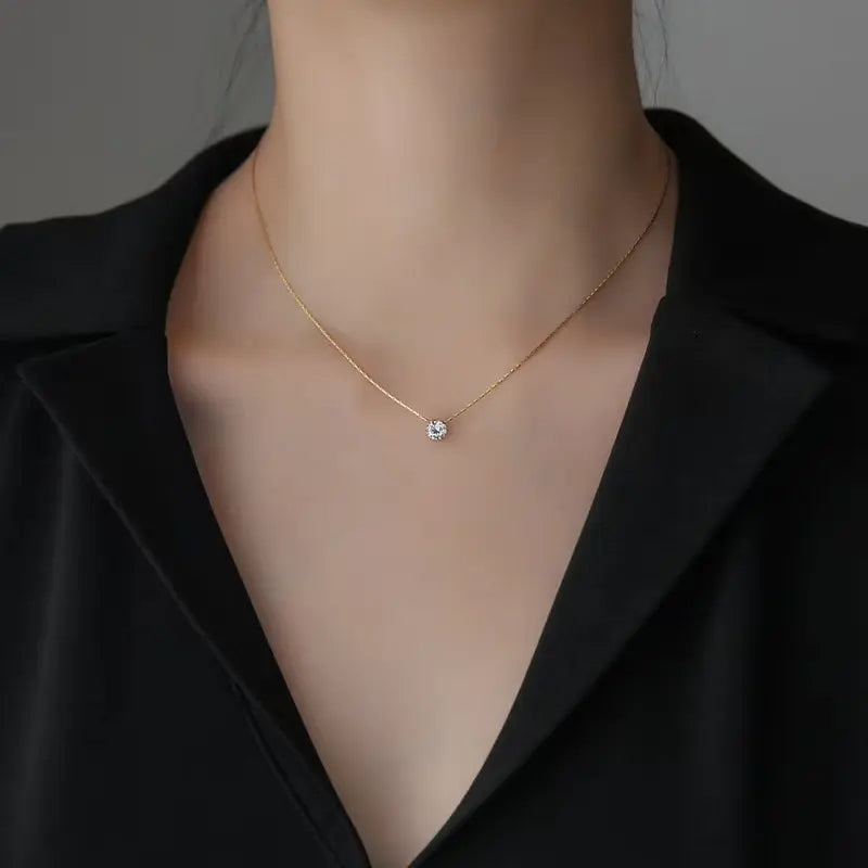 Rose Dainty Diamond Pendant Chain