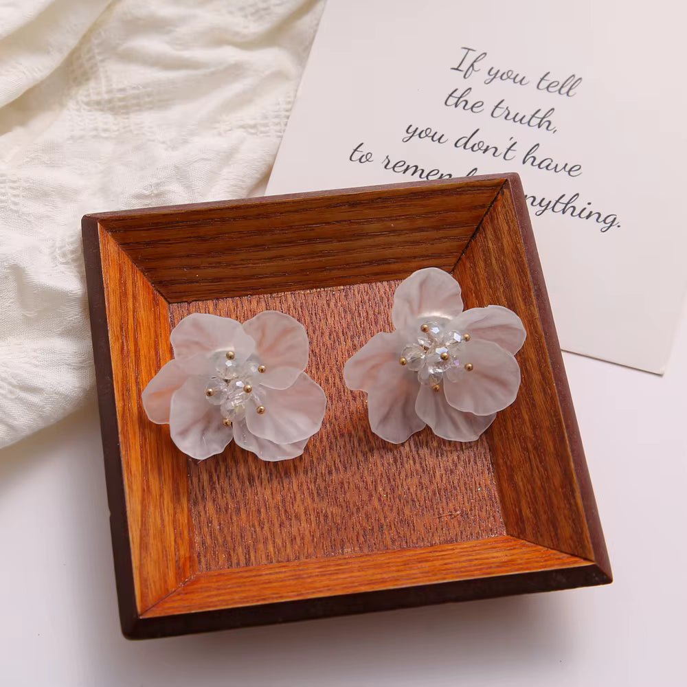 Crystal Flower Hoops