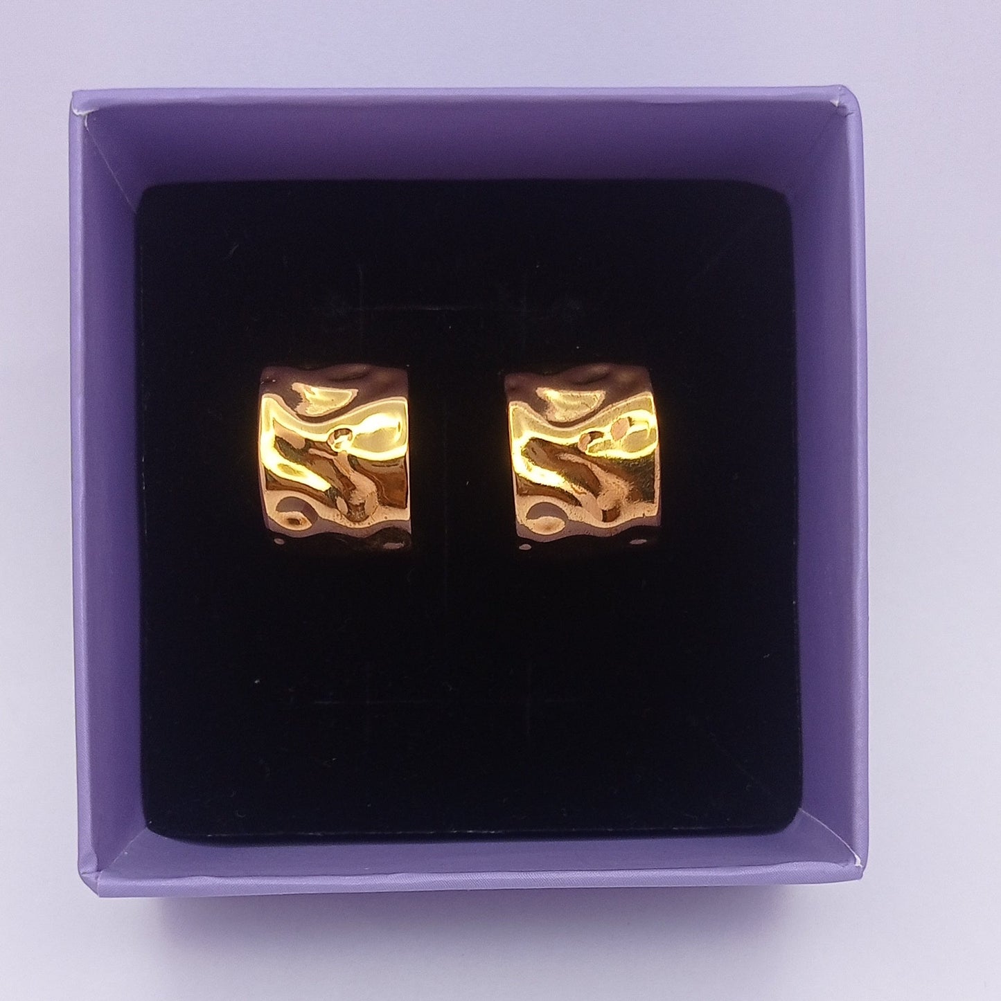 Sleek Flat Plain Gold Hoop Earring