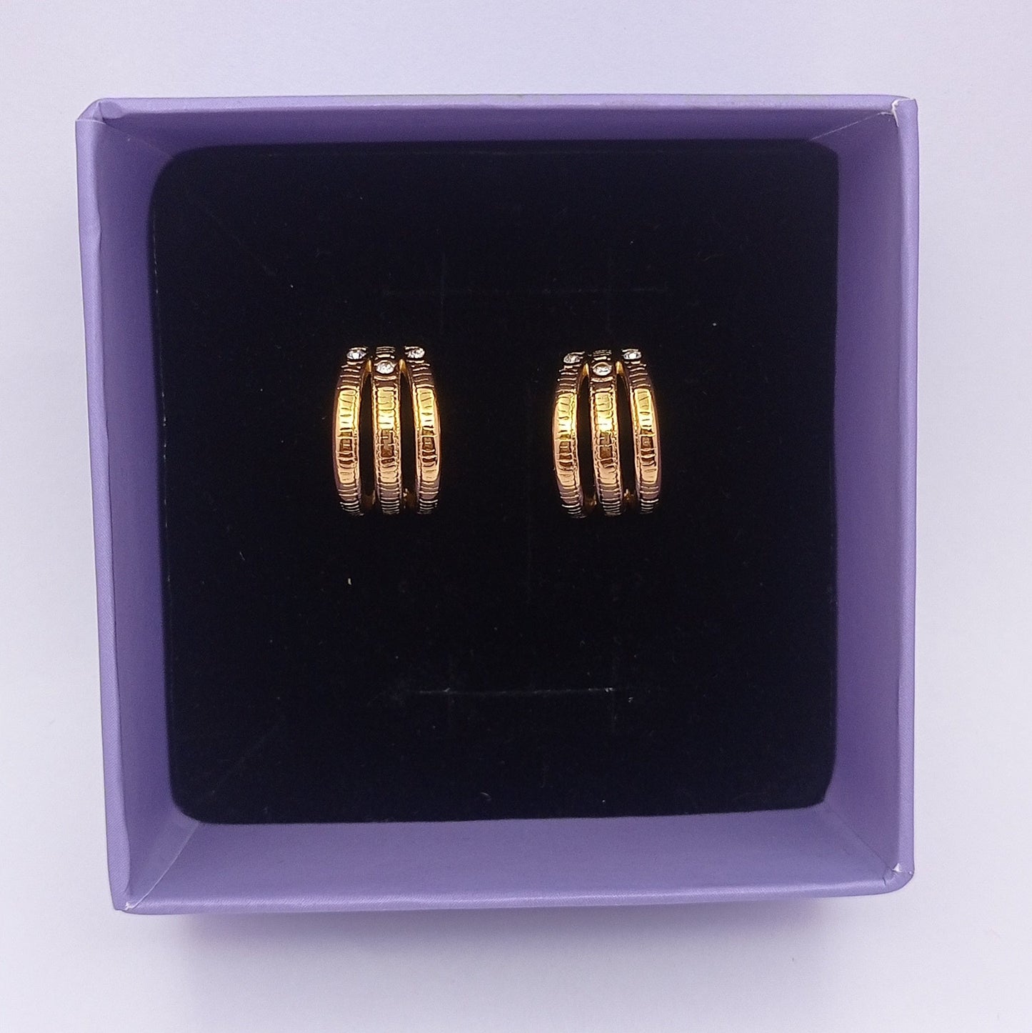 Bold Stoned Three Line Statement Earring