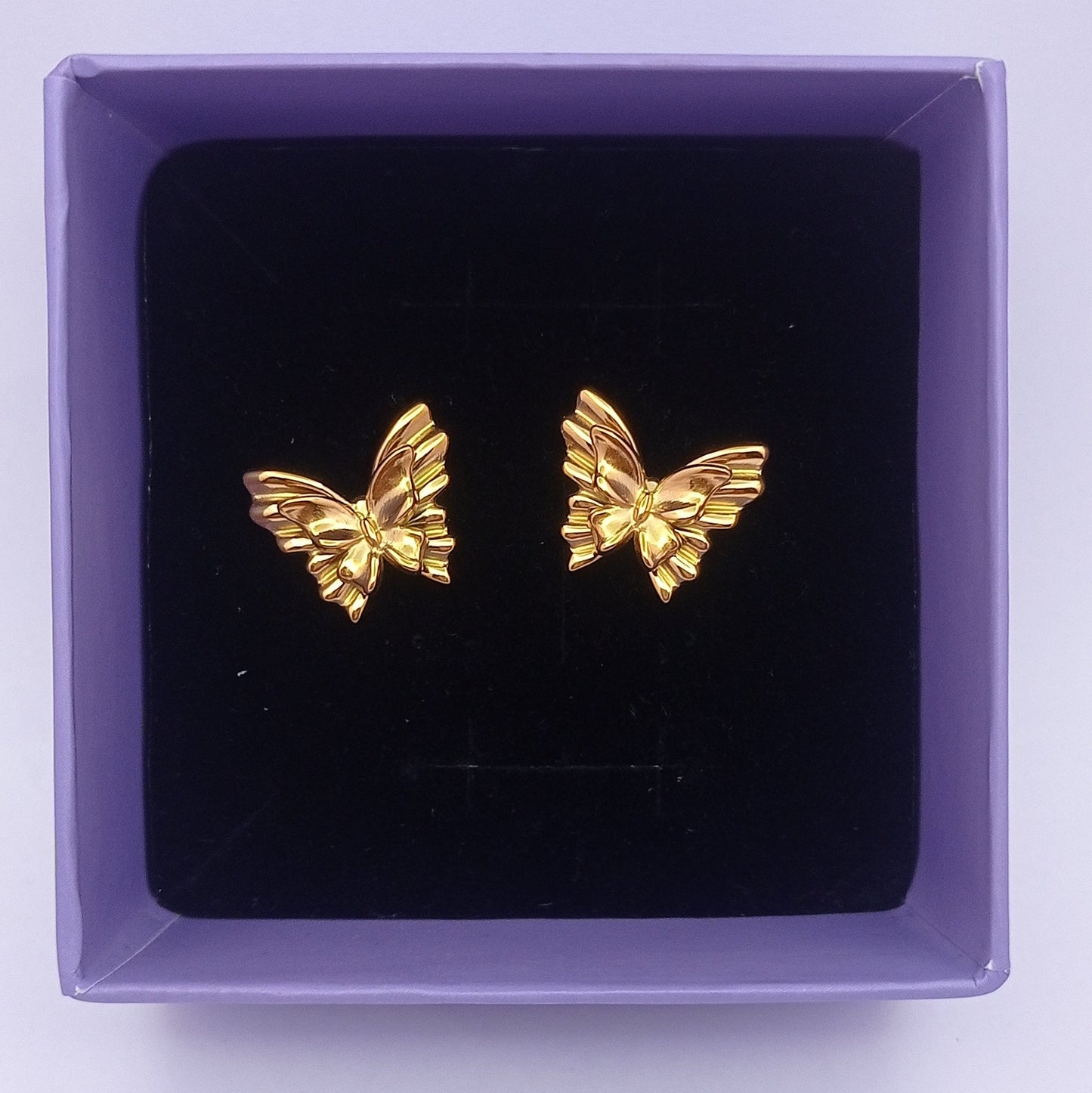 Two Layer Plain Gold Butterfly Earring