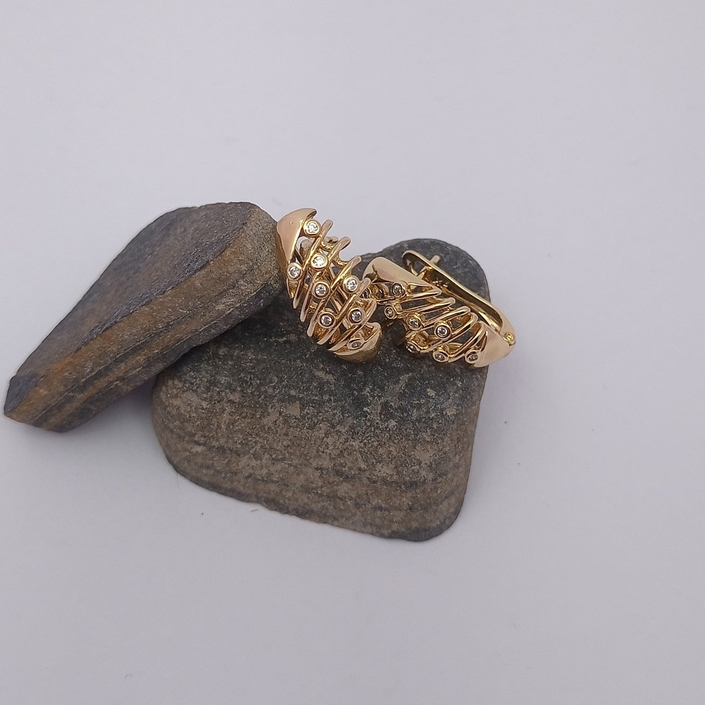Zig Zag Hoop with Stones Earring