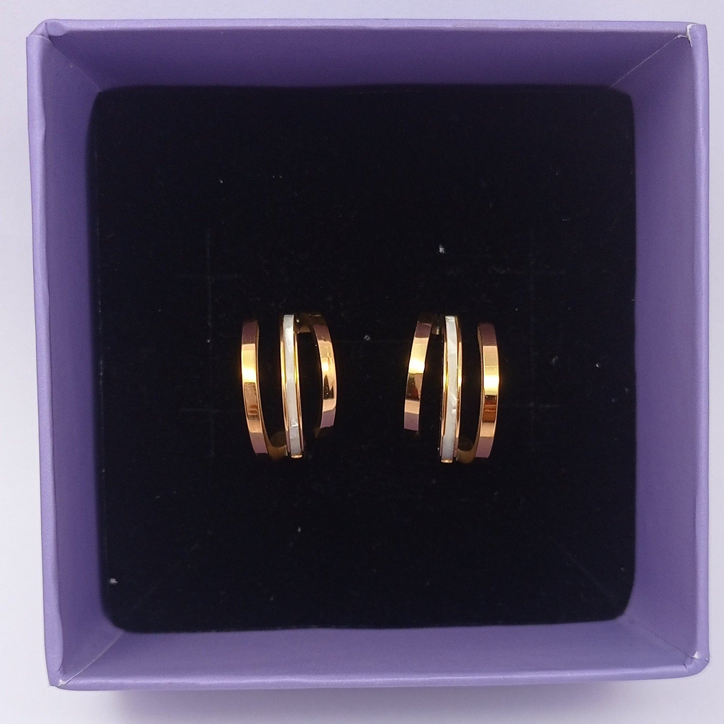 White Enamel 3 Layer Hoop Earring