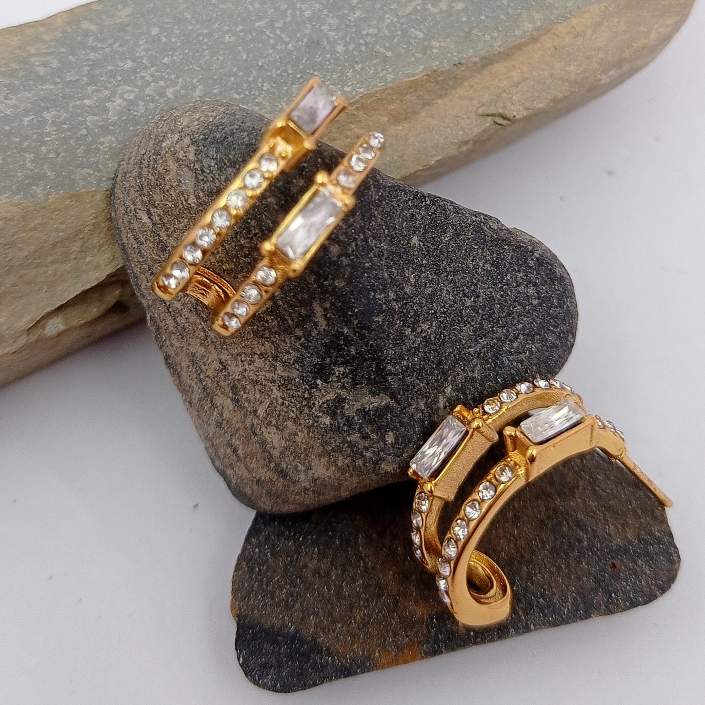 Two Layer Diamond Ring Earring