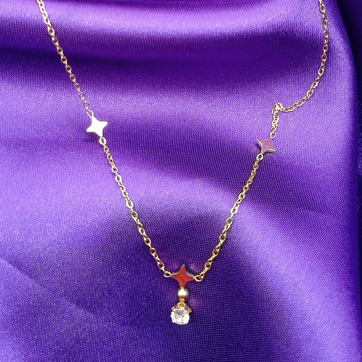 Star White Stone Pendant Chain