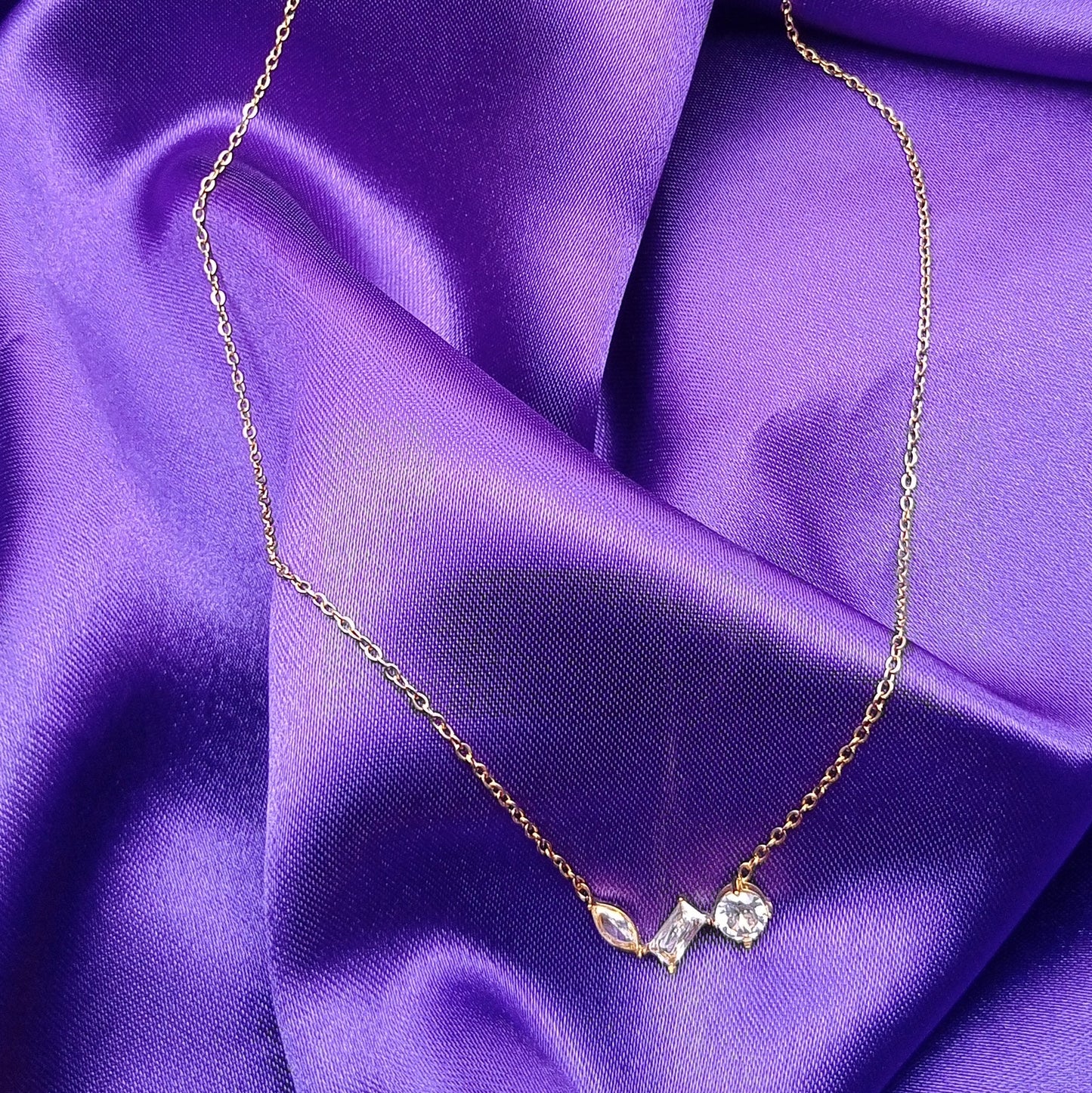 Rectangle and Circle Diamond Drop Chain