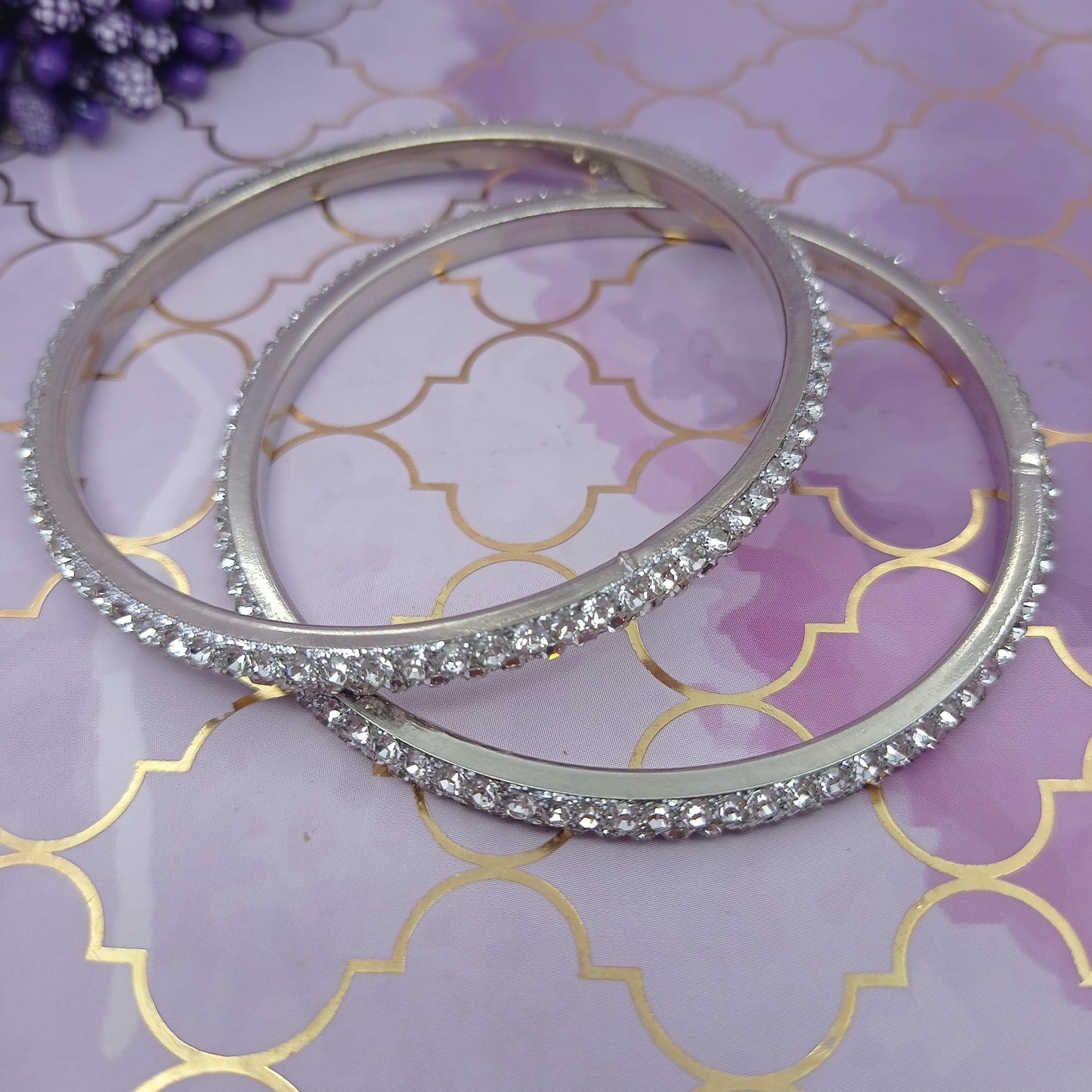 Silver Stone Bangle – Traditional Silver-Plated Stone Bangle Bracelet