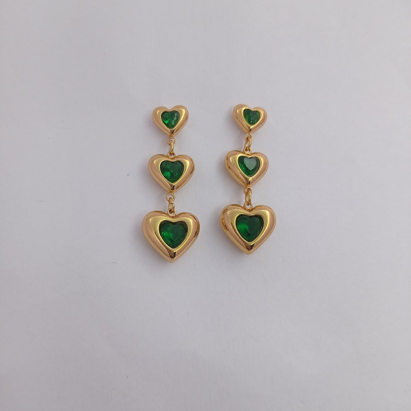 Emerald Hearts Earring