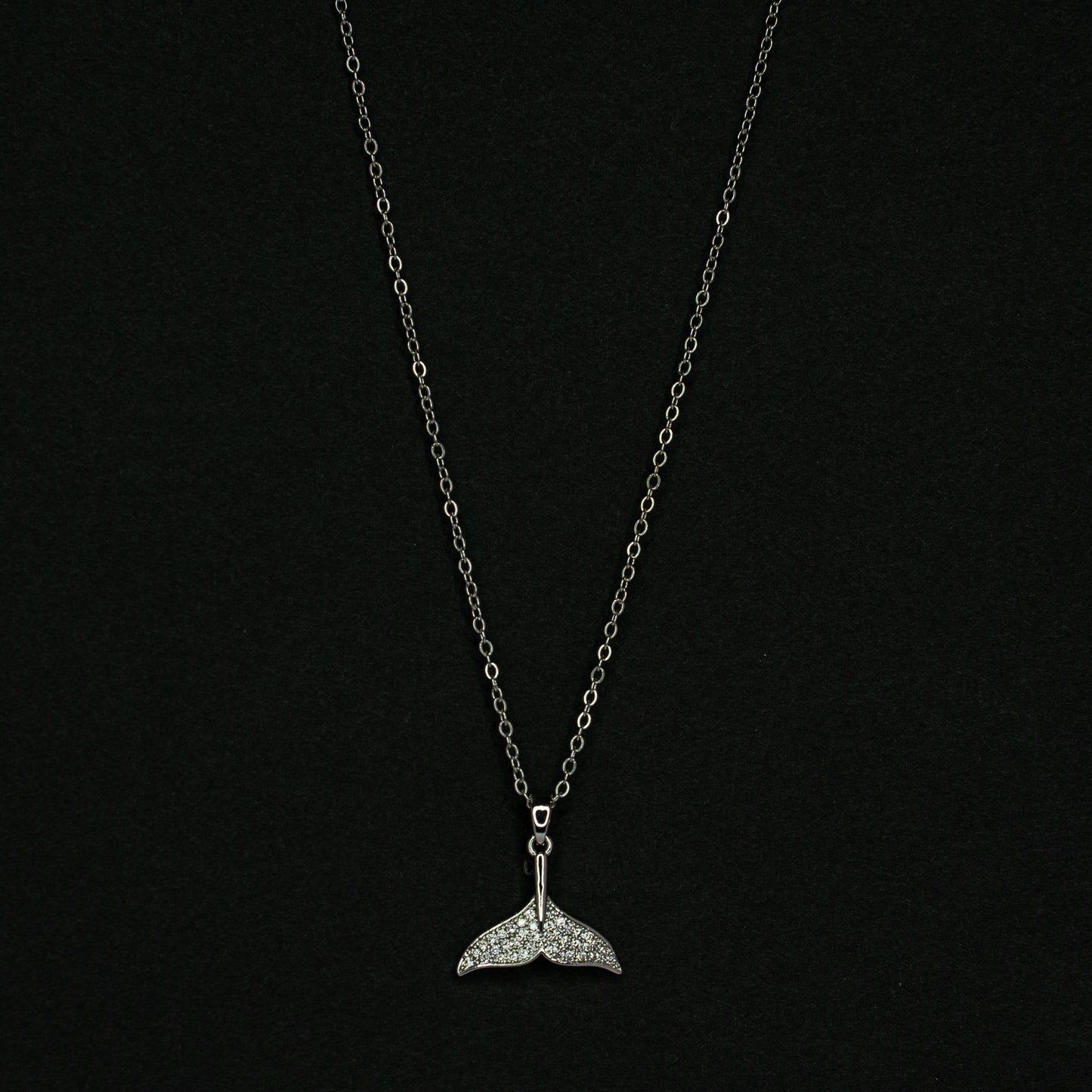 Silver Zircon Fish Tail Pendant Chain