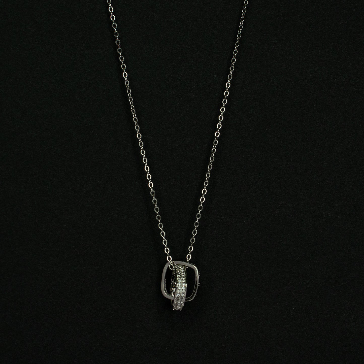 Silver Love Square Pendant Chain