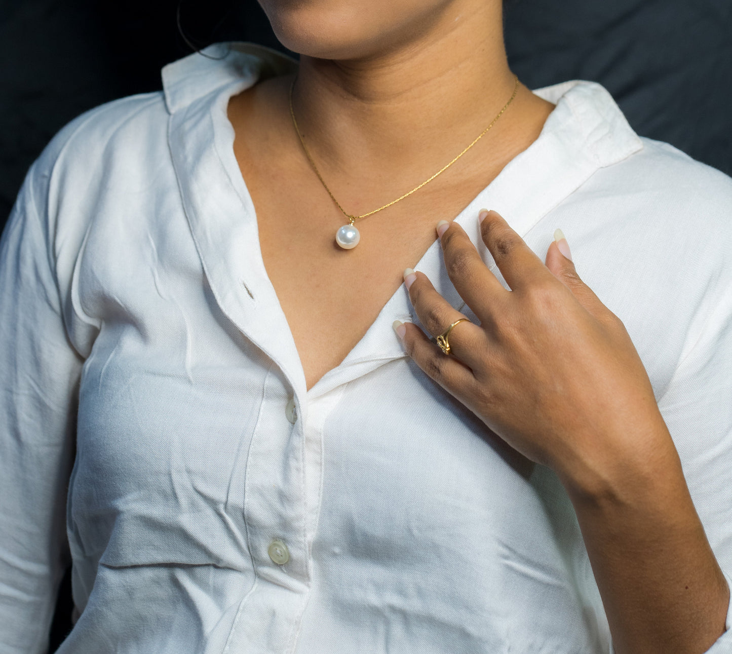 Luminous Grace Pearl Drop Pendant Chain