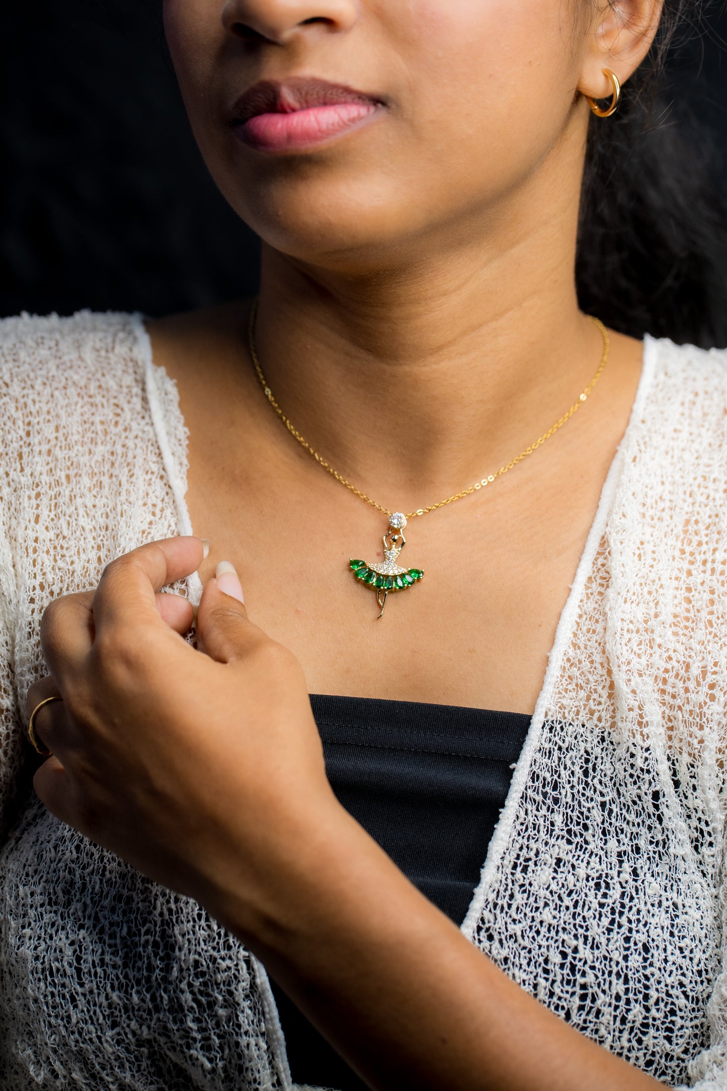 Green Dancing Ballerina Pendant Chain