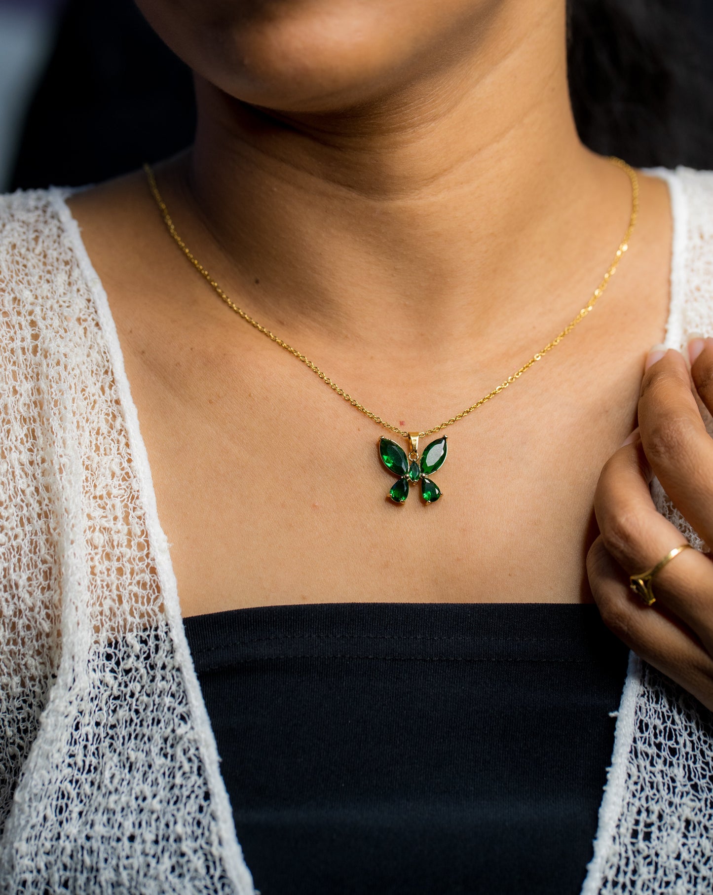 Green Butterfly Pendant Chain