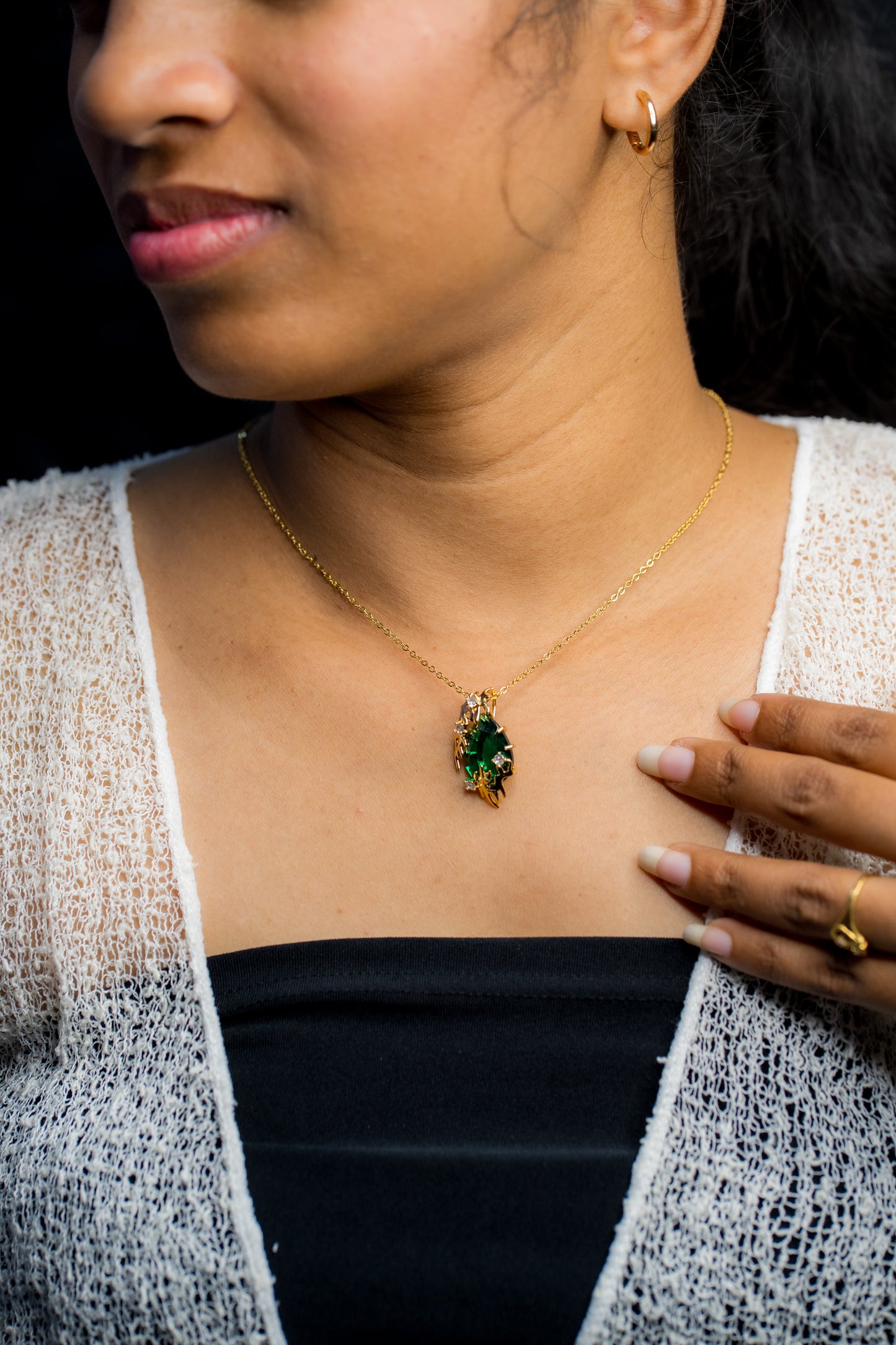 Green Princess Drop Pendant Chain