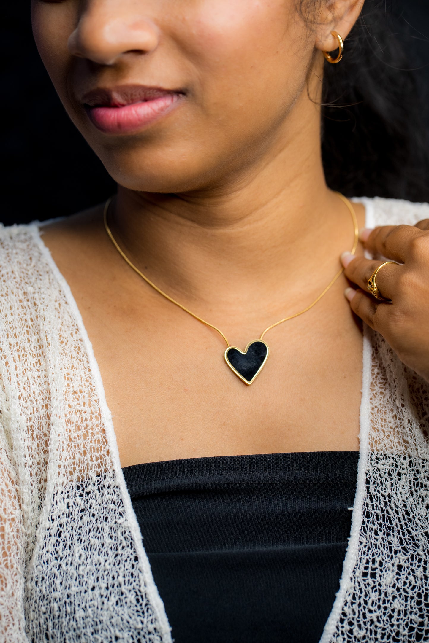 Midnight Passion Black Heart Pendant Chain