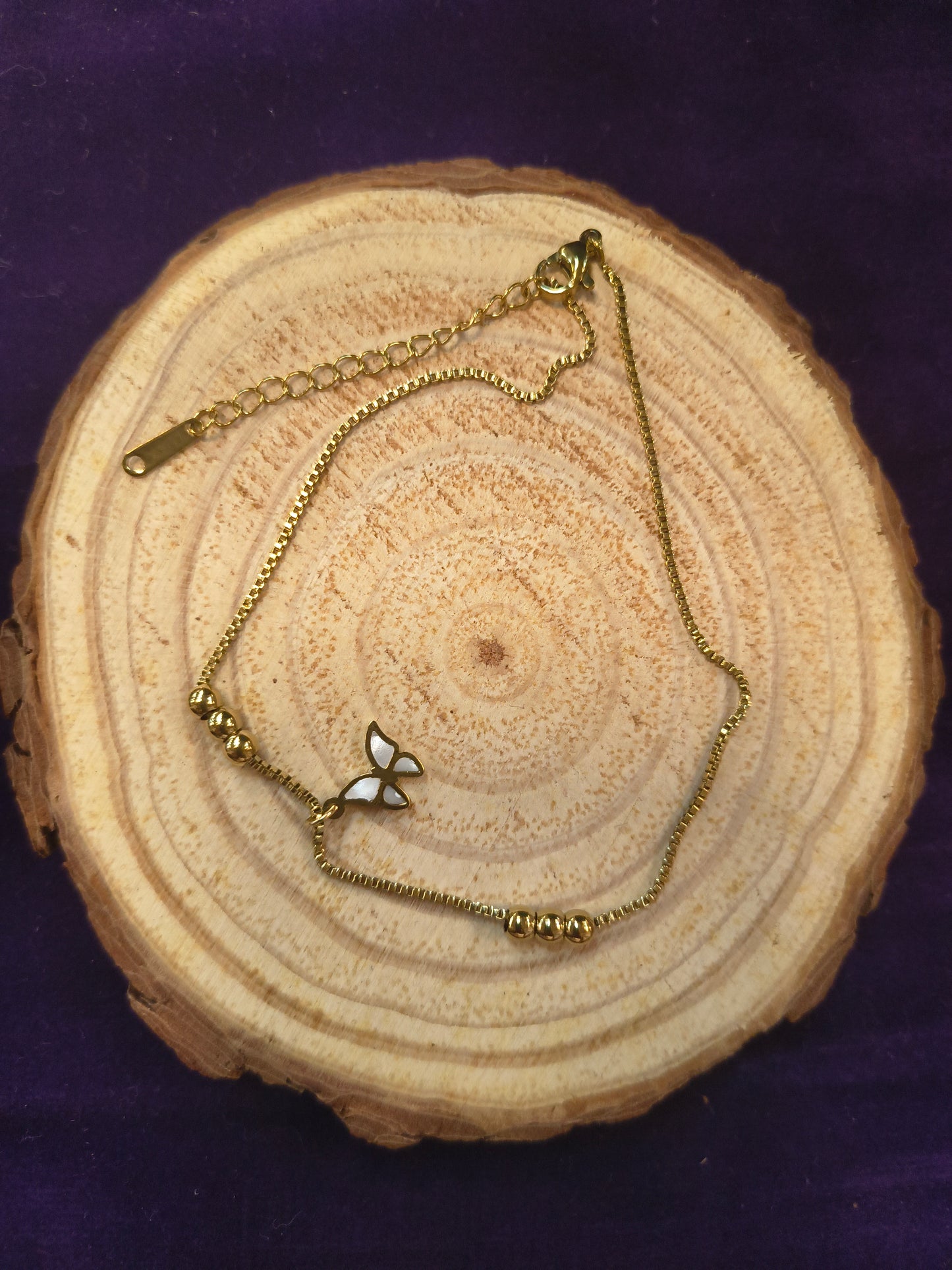 White Butterfly with Glittering Charms Anklet