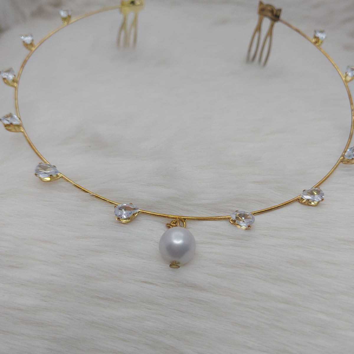 Golden Oval Crystal Hair Accessory - Kids & Adults