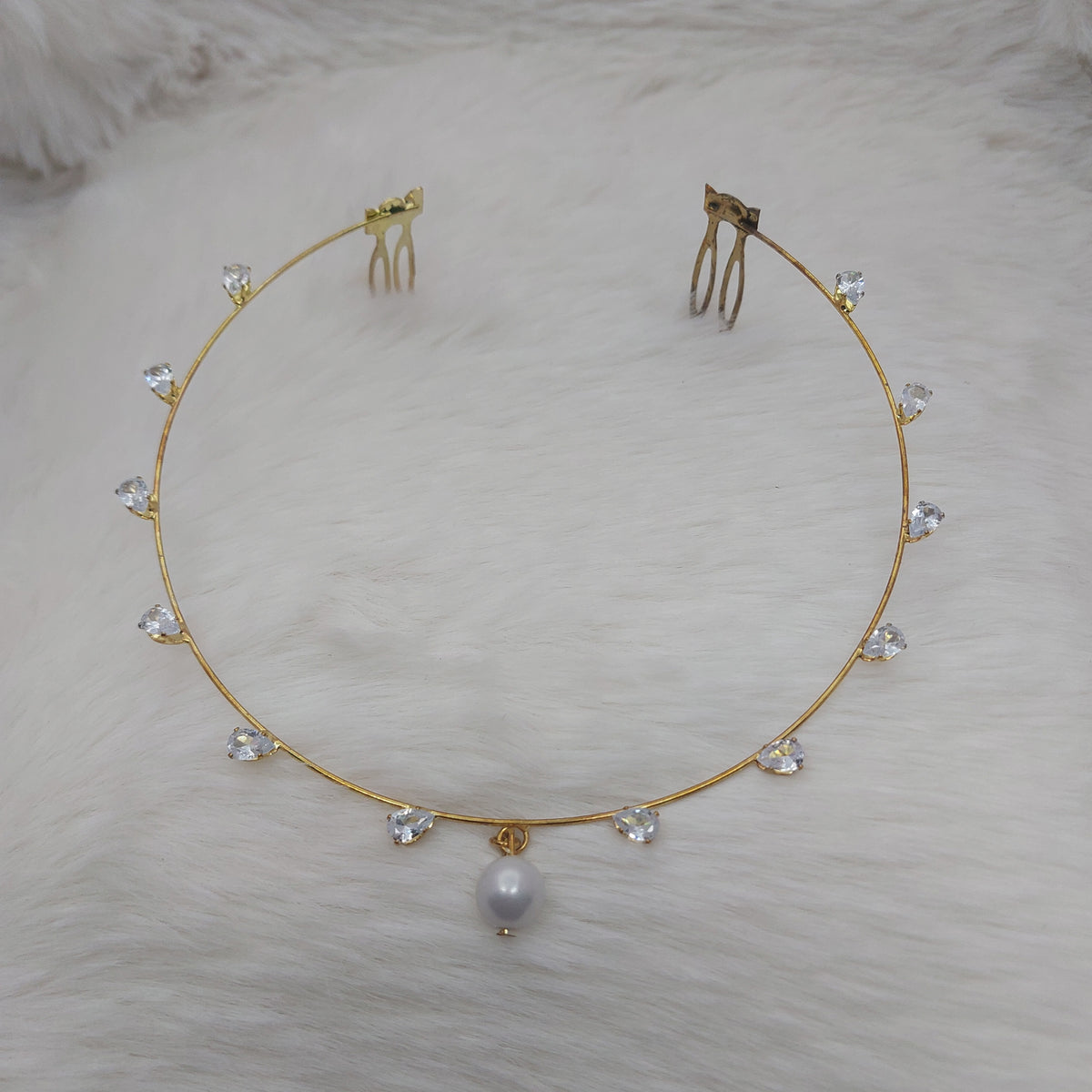 Golden Oval Crystal Hair Accessory - Kids & Adults