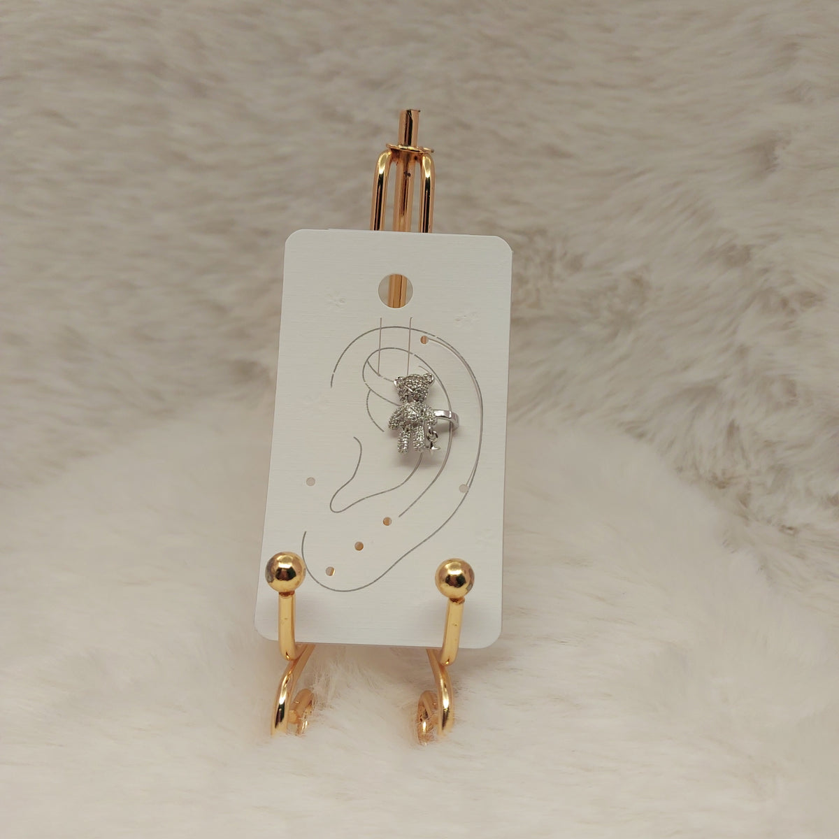 Silver Teddy Ear Cuff - Medium