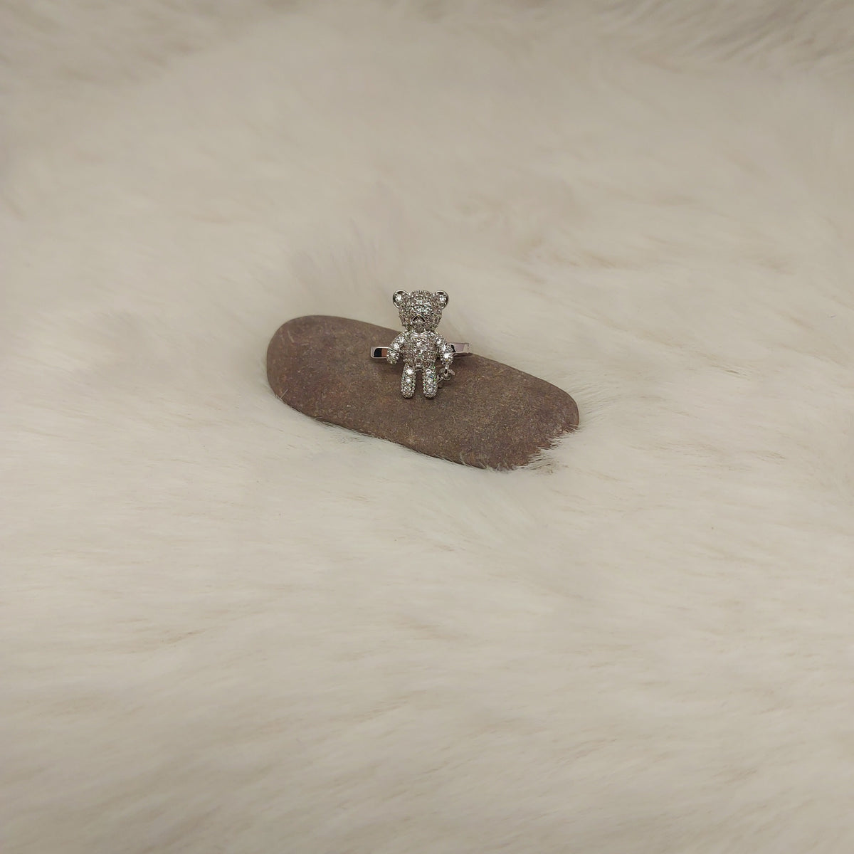 Silver Teddy Ear Cuff - Medium