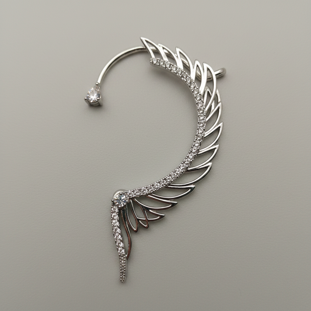 Silver Wings Ear Climber - Large