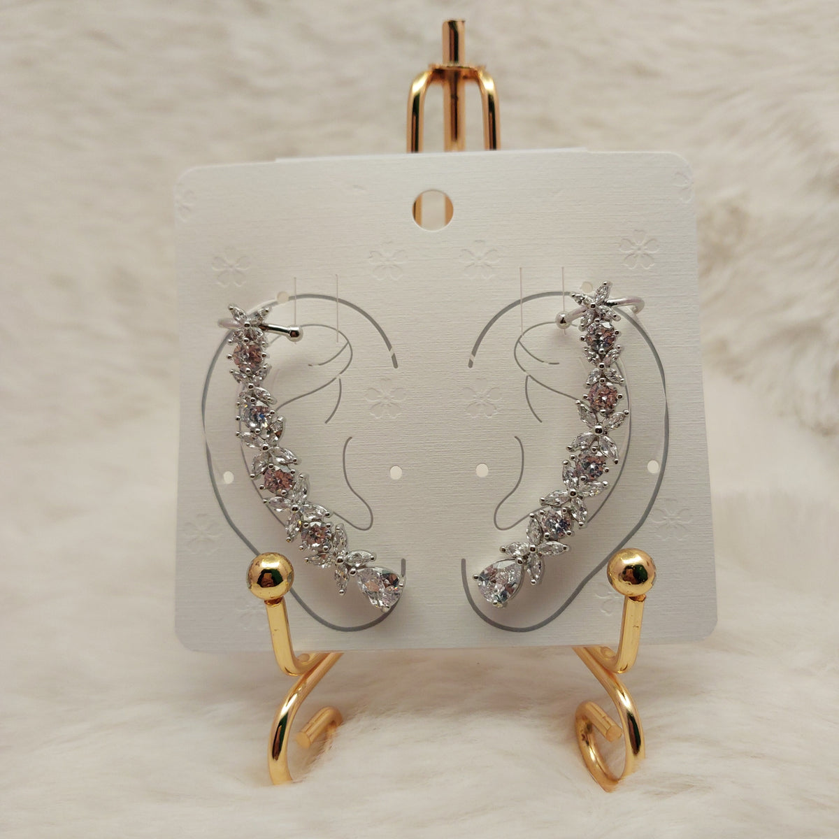 Silver Blossom Ear Climber - Large