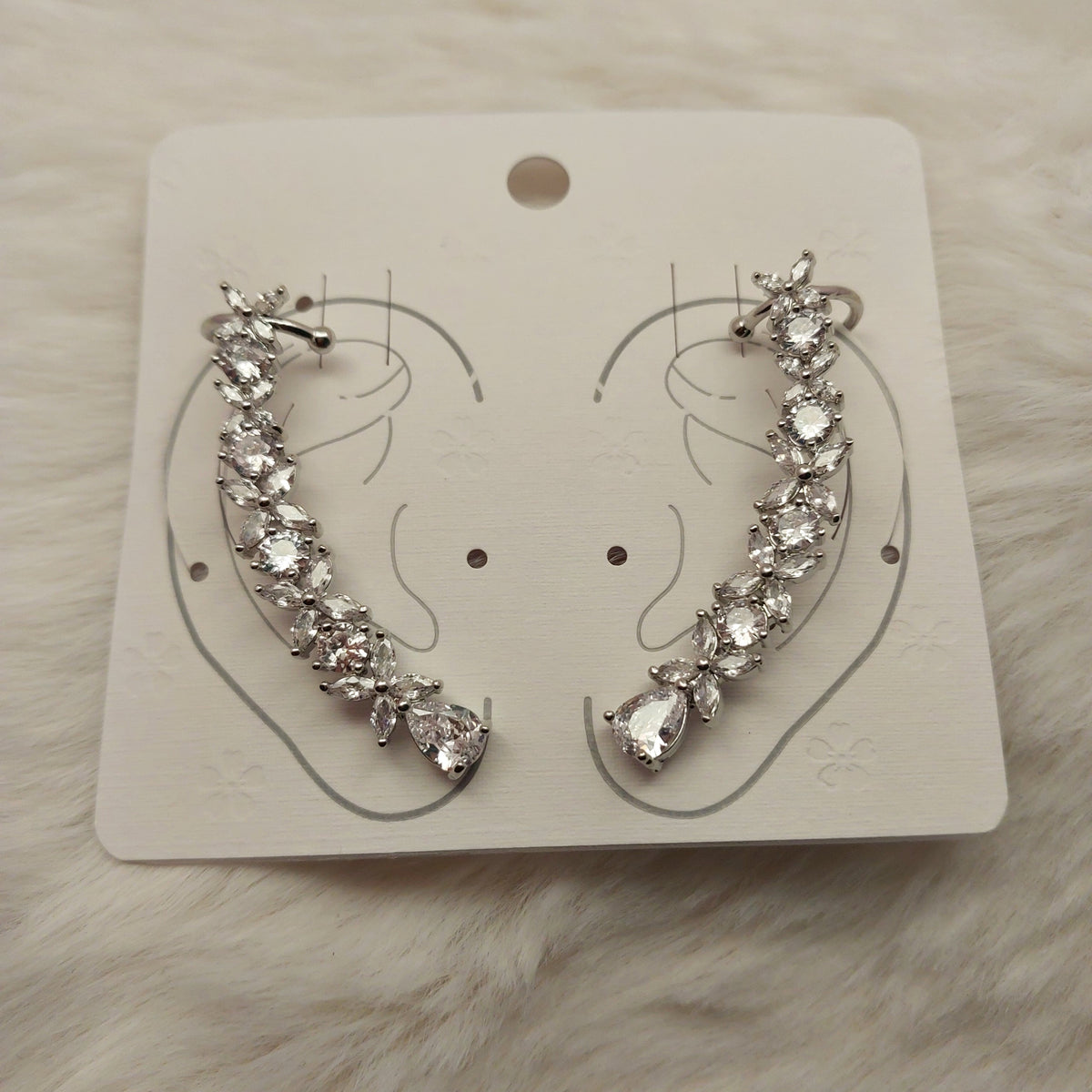 Silver Blossom Ear Climber - Large