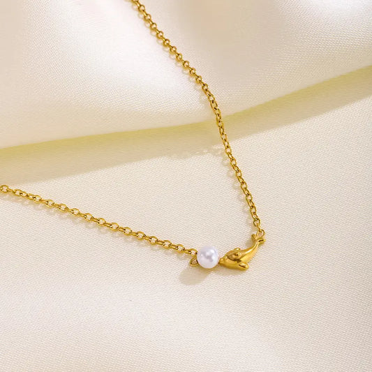 Pearl Dolphin Dance Pendant Chain
