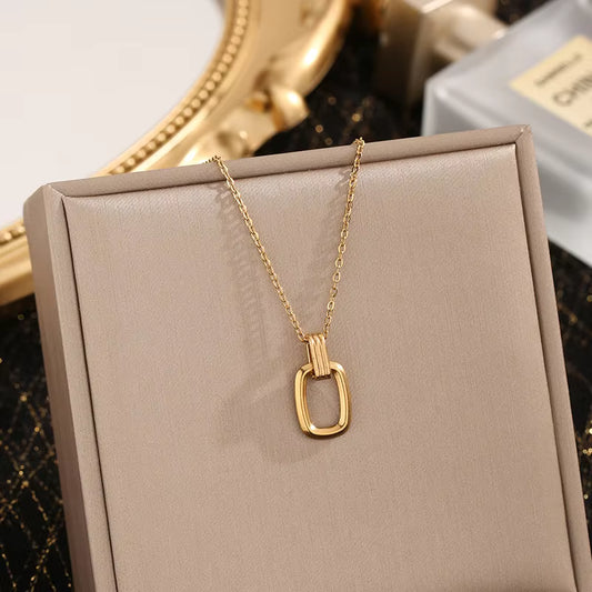 Modern Geometry Rectangle Pendant Chain