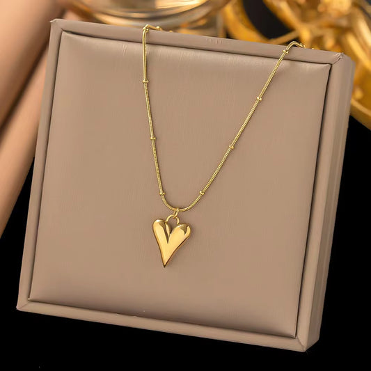 Sleek Elegance Elongated Heart Pendant Chain