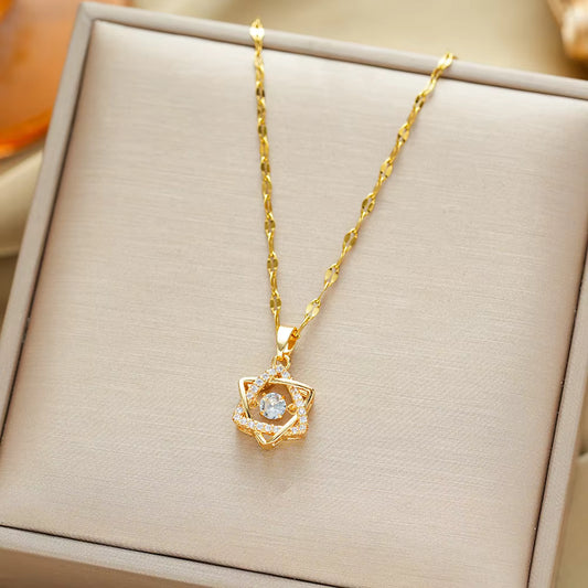 Celestial Glow Gold Star Pendant Chain