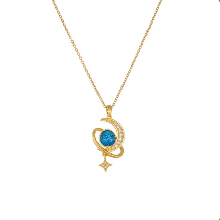 Celestial Earth & Moon Pendant Chain