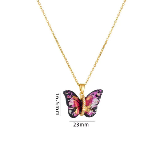 Black & Purple Butterfly Pendant Chain