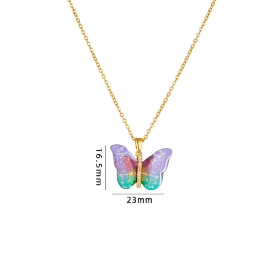Purple & Blue Butterfly Pendant Chain