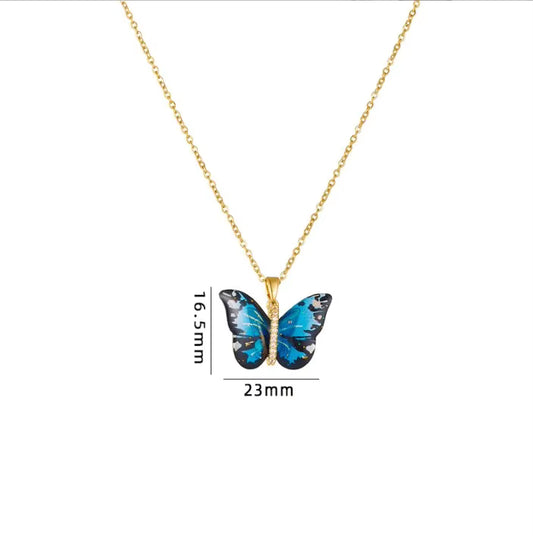 Black & Blue Butterfly Pendant Chain
