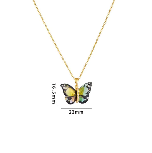 Black & Green Butterfly Pendant Chain