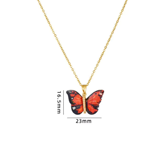 Black & Red Butterfly Pendant Chain
