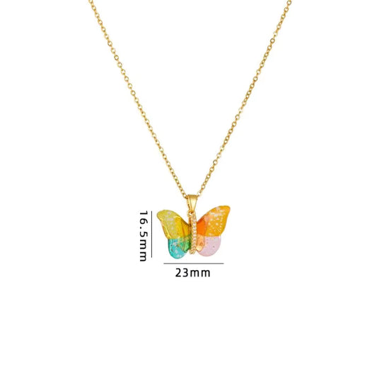 Multicolor Butterfly Pendant Chain