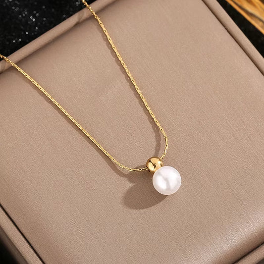 Floating Pearl on Orb Pendant Chain