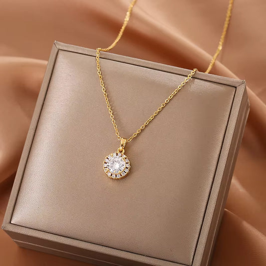 Celestial Halo Diamond Pendant Chain