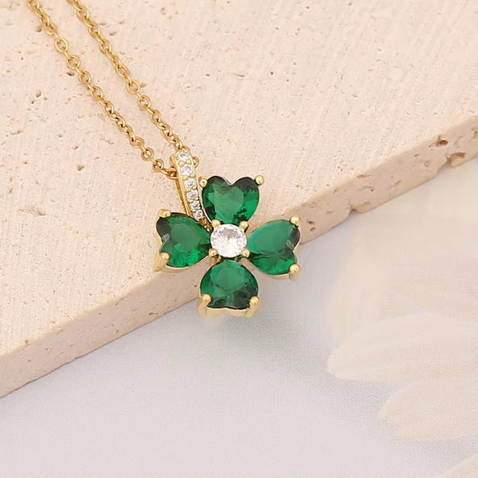 Lucky Green Clover Pendant Chain