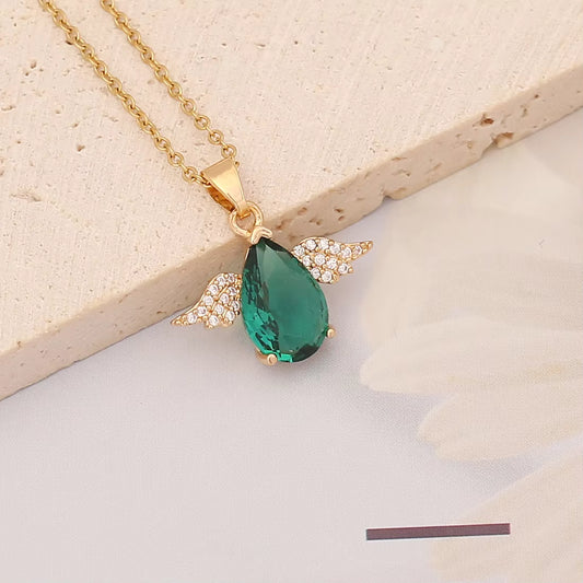Green Fairy Wings Pendant Chain