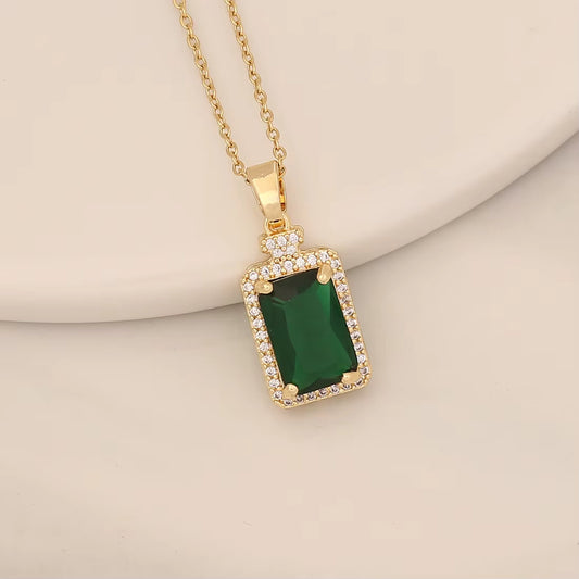 Green Rectangle Pendant Chain