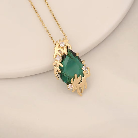 Green Princess Drop Pendant Chain